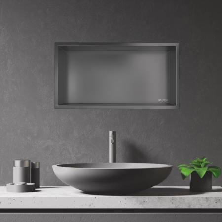 Raft incastrat Balneo Wall-Box One, nisa de dus, Gun Metal periat, 60x30x10 cm [1]