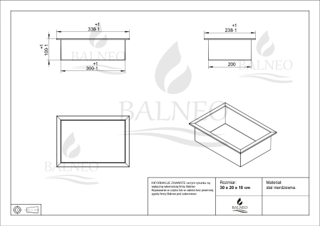 Raft incastrat Balneo Wall-Box, nisa de dus, inox periat, 30 x 20 x 10 cm [2]