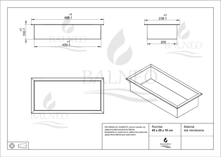 Raft incastrat Balneo Wall-Box, nisa de dus, inox periat, 45 x 20 x 10 cm [2]
