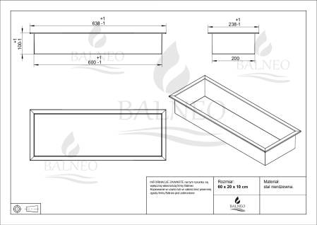 Raft incastrat Balneo Wall-Box, nisa de dus, inox periat, 60 x 20 x 10 cm [2]