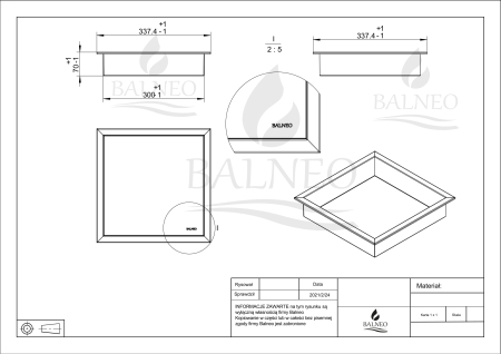 Raft incastrat patrat Balneo Wall-Box, nisa de dus, alb mat, 30 x 30 x 7 cm [2]