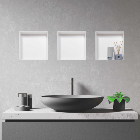 Raft incastrat patrat Balneo Wall-Box, nisa de dus, alb periat, fara rama, 30x30x10 cm [3]