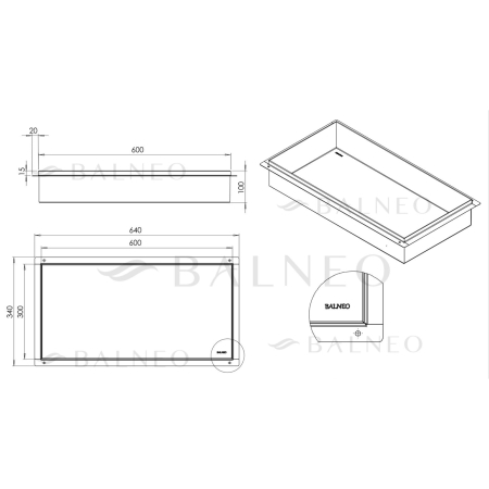 Raft incastrat Balneo Wall-Box, nisa de dus, alb periat, fara rama, 60x30x10 cm [2]