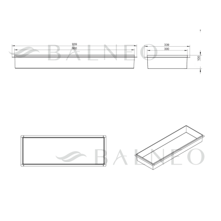 Raft incastrat Balneo Wall-Box, nisa de dus, auriu, fara rama, 90x30x10 cm [2]