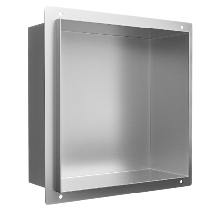 Raft incastrat patrat Balneo Wall-Box, nisa de dus, inox periat, fara rama, 30x30x10 cm [2]