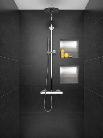 Raft incastrat patrat Balneo Wall-Box, nisa de dus, inox periat, fara rama, 30x30x10 cm [1]