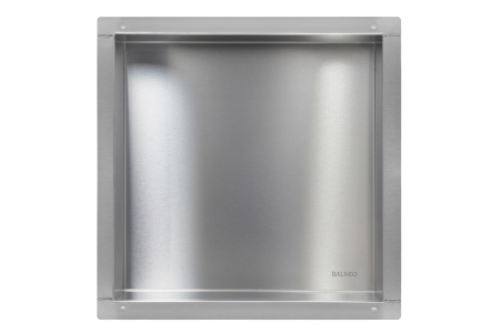 Raft incastrat patrat Balneo Wall-Box, nisa de dus, inox periat, fara rama, 30x30x7 cm [1]