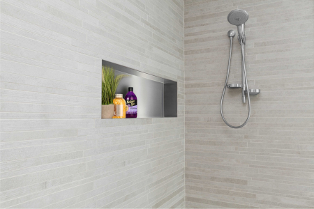 Raft incastrat Balneo Wall-Box, nisa de dus, inox periat, fara rama, 90x30x10 cm [1]