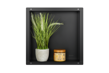 Mobilier - Raft incastrat patrat Balneo Wall-Box, nisa de dus, negru periat, fara rama, 30x30x10 cm