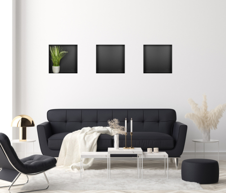 Raft incastrat patrat Balneo Wall-Box, nisa de dus, negru periat, fara rama, 30x30x7 cm [3]