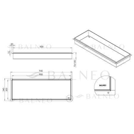 Raft incastrat Balneo Wall-Box, nisa de dus, negru periat, fara rama, 90x30x10 cm [2]