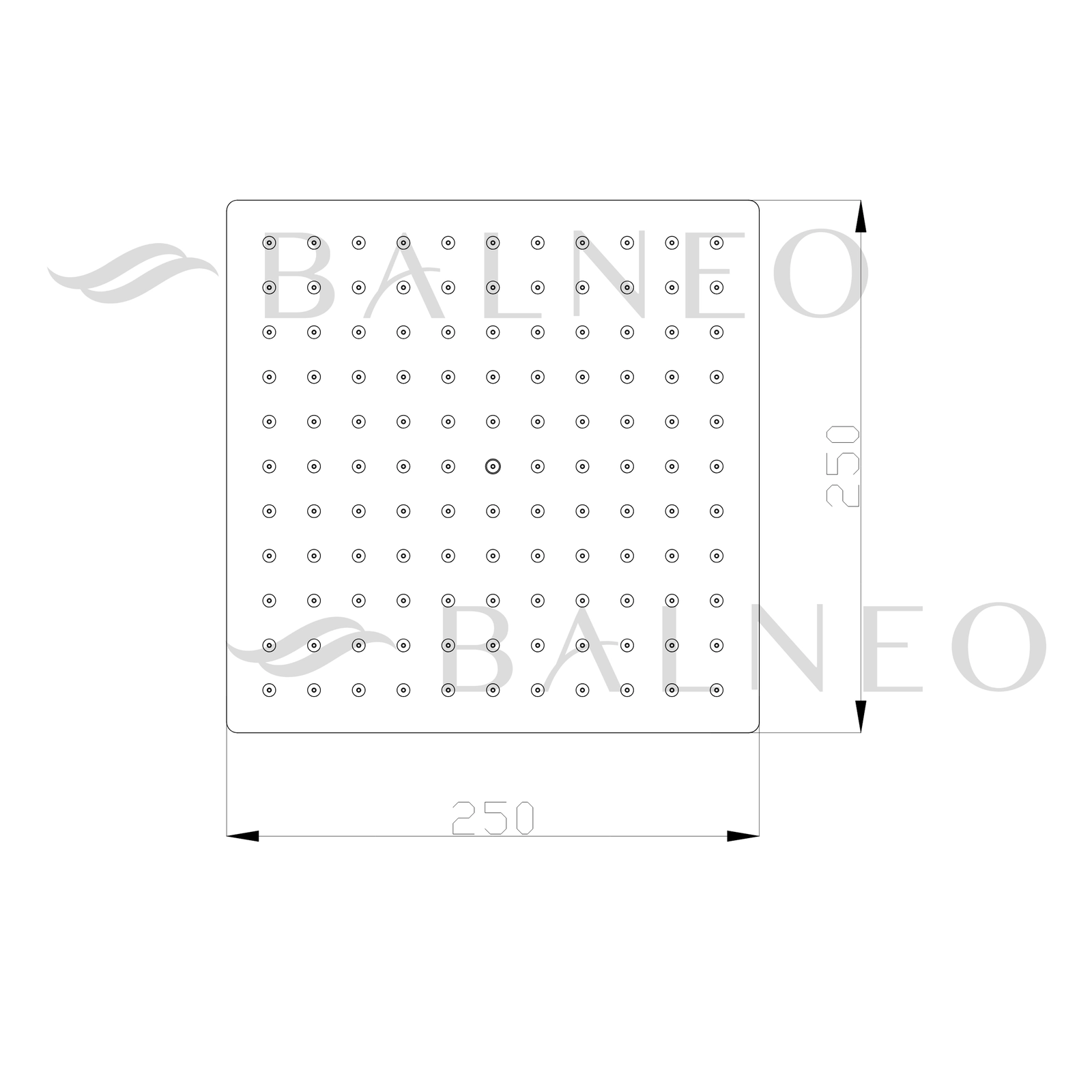 Pălărie de duș tip ploaie Balneo CASCADE, pătrată, 25 cm, inox [4]