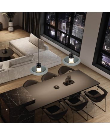 Lustre si pendule - Pendul LED, 10W, 3000K, din sticlă, fumuriu, negru nisipiu, Zambelis Lights 25142
