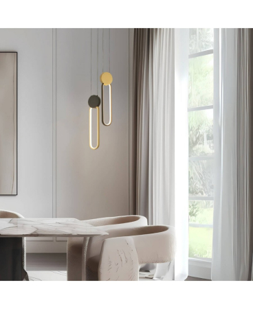 Lustre si pendule - Pendul LED, 13W, 3000K, din aluminiu, negru, auriu, Zambelis Lights 23100