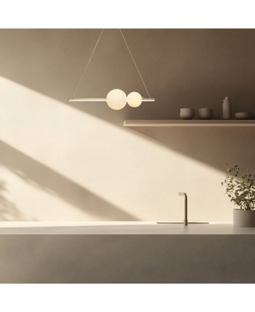 Lustre si pendule - Pendul LED, 13W, 3000K, din sticlă, aluminiu, opal, Zambelis Lights 22108