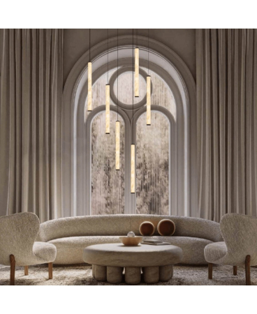 Lustre si pendule - Pendul LED, 20W, 3000K, din alabastru, negru nisipiu, Zambelis Lights 2541