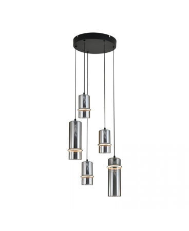 Lustre si pendule - Pendul LED, 20W, 3000K, din sticlă, fumuriu, negru nisipiu, Zambelis Lights 2535