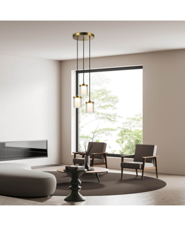 Lustre si pendule - Pendul LED, 20W, 3000K, din sticlă, metal, auriu, Zambelis Lights 23021