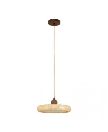 Lustre si pendule - Pendul LED, 22W, 3000K, din lemn, piatră, maro, natural, Zambelis Lights 25419
