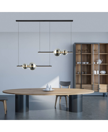 Lustre si pendule - Pendul LED, 24W, din sticlă, negru, fumuriu, Zambelis Lights 22234