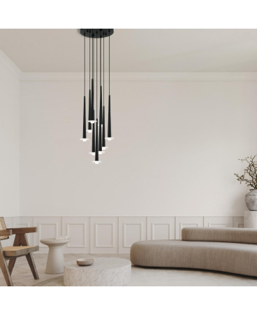 Lustre si pendule - Pendul LED, 25W, 3000K, din marmură, aluminiu, negru, Zambelis Lights 22113