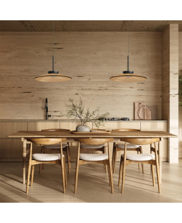 Lustre si pendule - Pendul LED, 31W, 2700K / 3000K, din sticlă, negru mat, Zambelis Lights 25274
