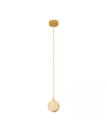 Lustre si pendule - Pendul LED, 3W, 3000K, din metal, piatră, auriu, natural, Zambelis Lights 25336