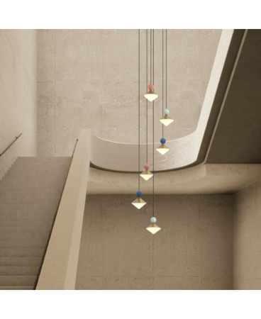 Lustre si pendule - Pendul LED, 40W, 3000K, din sticlă, metal, ceramică, alamă, alamă, Zambelis Lights 25102