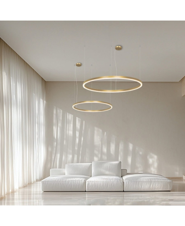 Lustre si pendule - Pendul LED, 43W, 3000K, din aluminiu, acril, auriu, Zambelis Lights 22239
