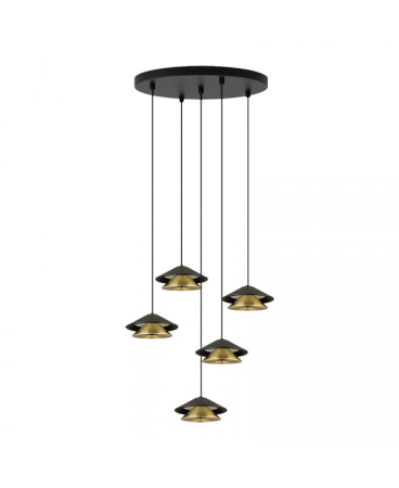 Lustre si pendule - Pendul LED, 45W, 3000K, auriu periat, negru nisipiu, Zambelis Lights 25453