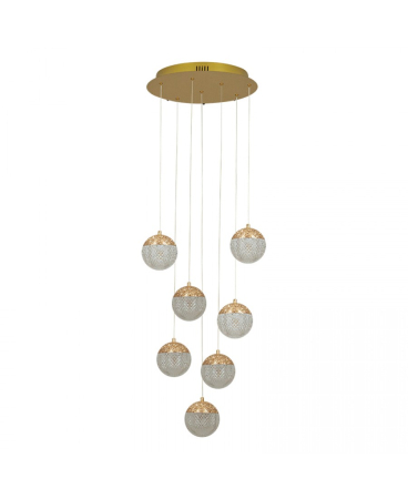 Lustre si pendule - Pendul LED, 52W, 3000K, din aluminiu, acril, auriu, Zambelis Lights 25325