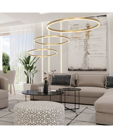 Lustre si pendule - Pendul LED, 57W, 3000K, din aluminiu, acril, auriu, Zambelis Lights 22240