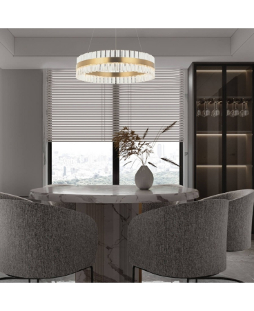 Lustre si pendule - Pendul LED, 68W, 3000K, din sticlă, oțel, auriu, Zambelis Lights 22040