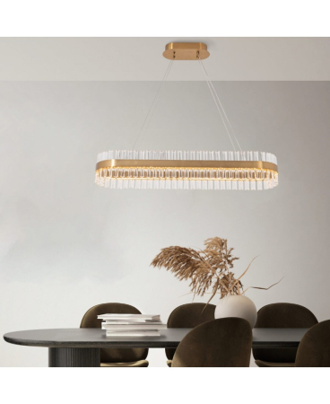 Lustre si pendule - Pendul LED, 68W, 3000K, din sticlă, oțel, auriu, Zambelis Lights 22041