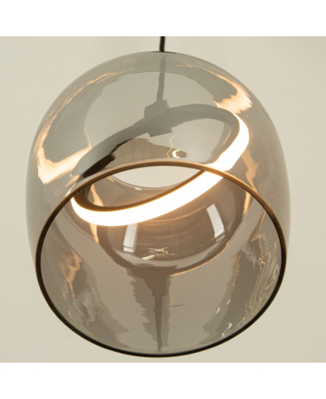 Lustre si pendule - Pendul LED, 6W, 3000K, din sticlă, metal, negru, gri fumuriu, Zambelis Lights 23078
