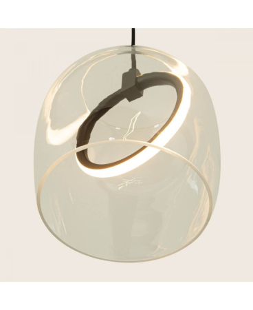 Lustre si pendule - Pendul LED, 6W, 3000K, din sticlă, metal, negru, Zambelis Lights 23080