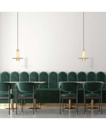 Lustre si pendule - Pendul LED, 7W, 3000K, din alabastru, alamă, alamă, Zambelis Lights 2549