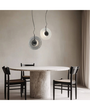 Lustre si pendule - Pendul LED, 8W, 3000K, din sticlă, metal, negru, gri fumuriu, Zambelis Lights 23072