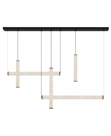 Lustre si pendule - Pendul LED, 93W, 3000K, din metal, aluminiu, alabastru, negru, Zambelis Lights 25421