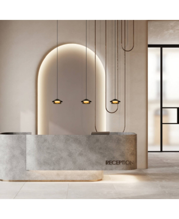 Lustre si pendule - Pendul LED, 9W, auriu periat, negru nisipiu, Zambelis Lights 25347
