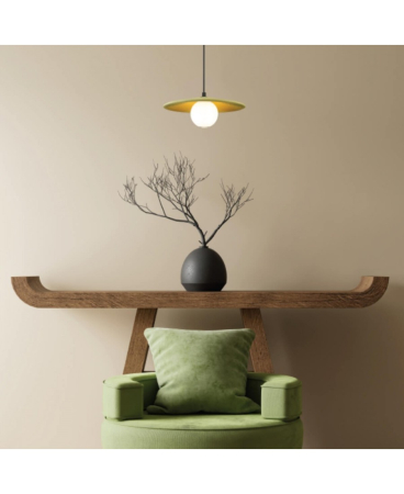 Lustre si pendule - Pendul LED, 9W, din sticlă, metal, ceramică/argilă, negru, opal, verde, Zambelis Lights 2597