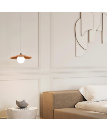 Lustre si pendule - Pendul LED, 9W, din sticlă, metal, ceramică/argilă, negru, opal, Zambelis Lights 2598