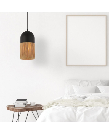 Lustre si pendule - Pendul, max. 11W, E27, din metal, negru, natural, Zambelis Lights 23071