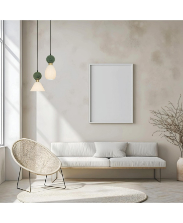 Lustre si pendule - Pendul, max. 15W, E14, din marmură, alamă, alamă, verde, Zambelis Lights 23237