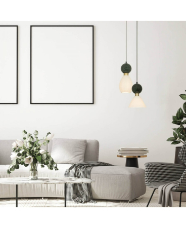 Lustre si pendule - Pendul, max. 15W, E14, din marmură, alamă, alamă, verde, Zambelis Lights 23238