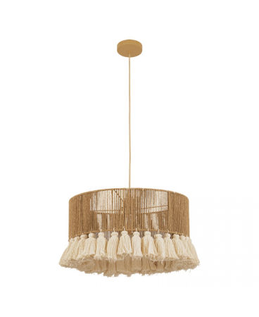 Lustre si pendule - Pendul, max. 40W, 1 x E27, din metal, frânghie, maro, bej, natural, Zambelis Lights 25334