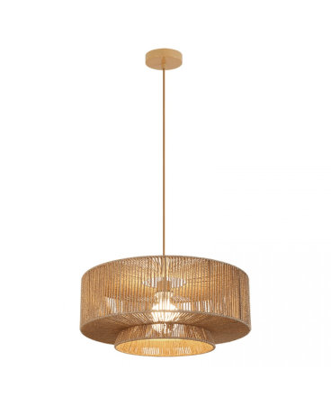 Lustre si pendule - Pendul, max. 40W, 1 x E27, din metal, frânghie, maro, bej, natural, Zambelis Lights 25440