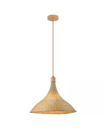 Lustre si pendule - Pendul, max. 40W, 1 x E27, din metal, ratan, maro, bej, natural, Zambelis Lights 25441
