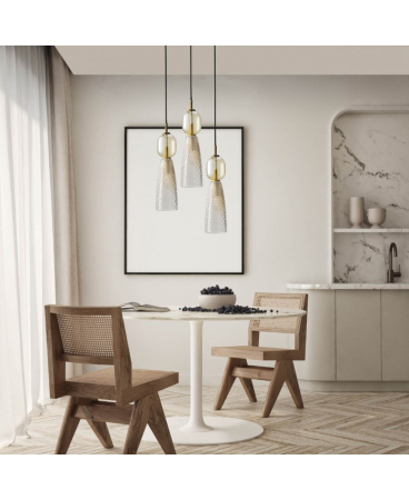 Lustre si pendule - Pendul, max. 40W, 3 x E14, din sticlă, alamă, alamă antichizată, Zambelis Lights 23010
