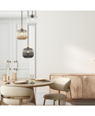 Lustre si pendule - Pendul, max. 40W, 3 x E27, din sticlă, fumuriu, șampanie, Zambelis Lights 22073
